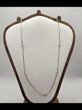 Vintage Gold Plated Crystal Station Necklace – Elegant & Timeless